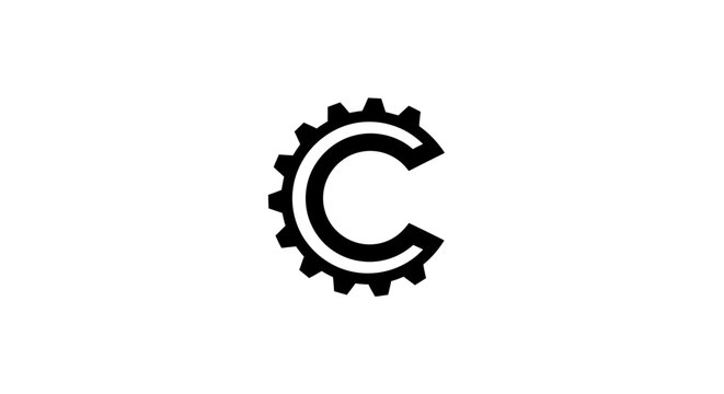 Industrial 'c' silhouette logo gear and lettermark design for engineering and technology