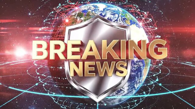 Breaking News Broadcast Motion Graphics Background with Animated Rotating Globe