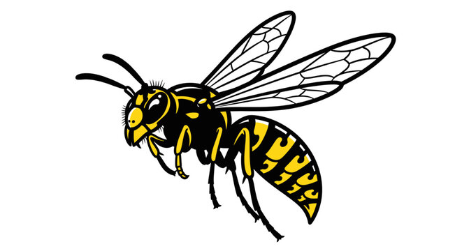 Flying wasp illustration isolated on white background for various uses