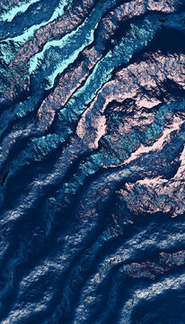 Abstract dark blue ocean wave texture with metallic contrast