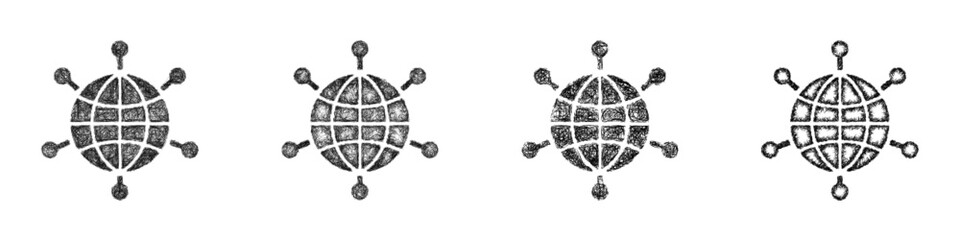 Obraz premium Sketch global network icon design set