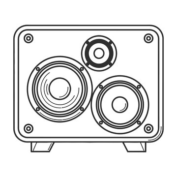 Speaker system with two woofers and one tweeter on white background