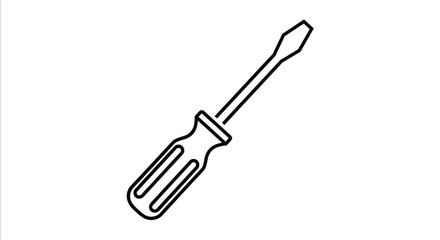 Fototapeta premium Black and white screwdriver icon on white background for repair or tools