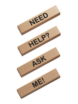 Need help ask me symbol. Concept words Need help ask me on wooden blocks.Business and Need help ask me concept. Copy space.Supports PNG files with transparent backgrounds.