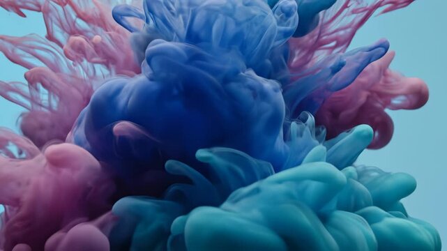 Colorful ink clouds in liquid for creative digital media and visual arts