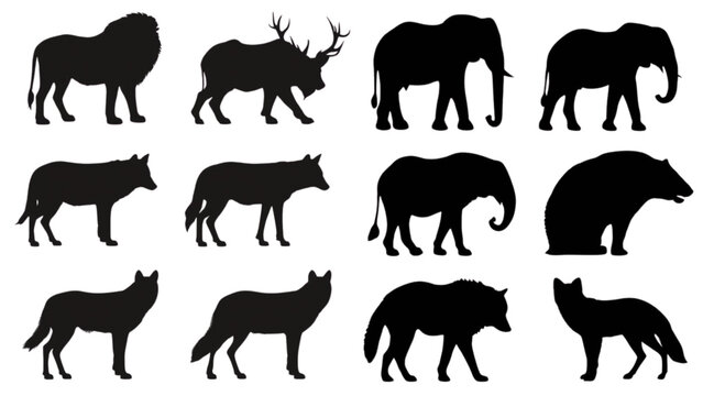 Collection of Silhouetted Wild Animals