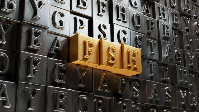 The word FSH is written on Movable type printing. Medical concept.close up of Movable type printing,Business Concept.3D rendering.