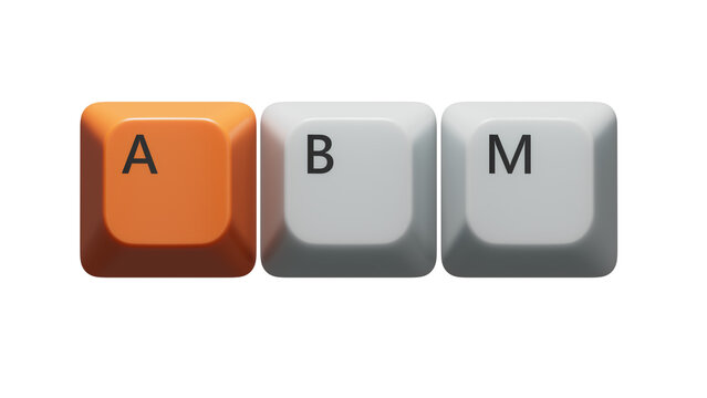 word abm with Computer keyboard keys.close up of Computer keyboard keys,Business Concept.Supports PNG files with transparent backgrounds.