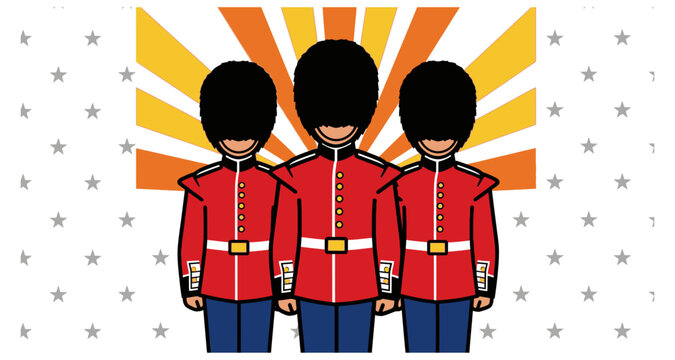 Three british guardsmen illustration on transparent background