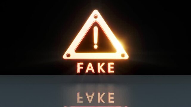 Red glass FAKE sign bg rotate endless 4k