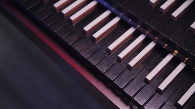 Abstract Piano Keys Pattern Background with Cinematic Light and Motion
