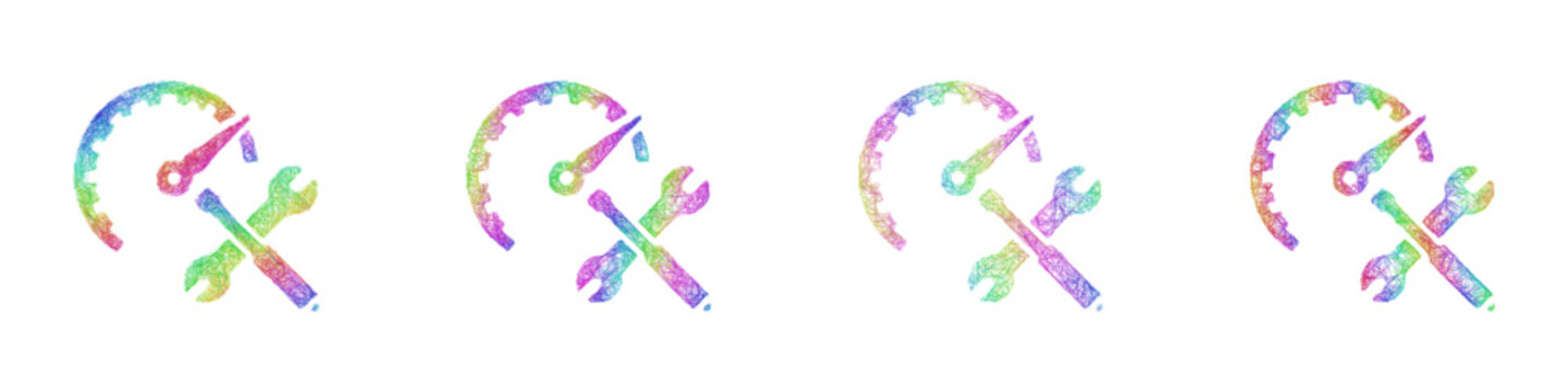 Multicolor sketch speed optimization icon design set