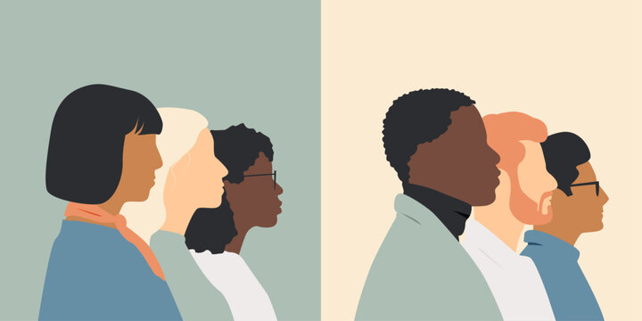Men and Women of different ethnicities together.