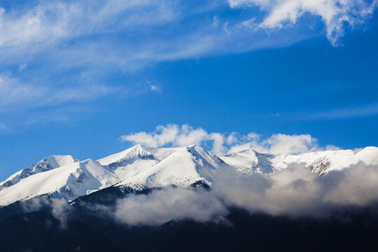 Winter panorama of the marble ridge in Pirin National Park