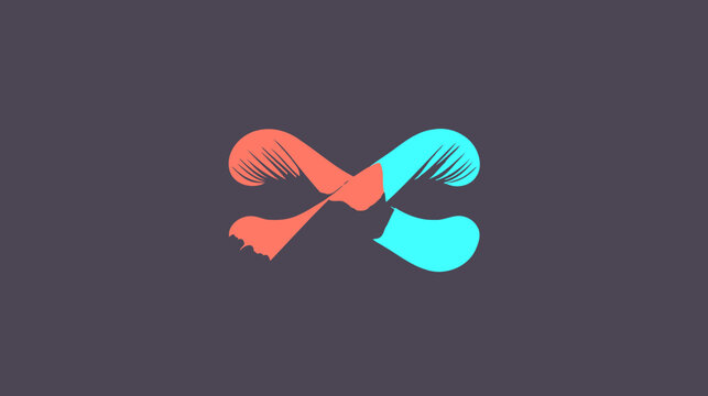 Modern abstract brush stroke infinity sign on gray background