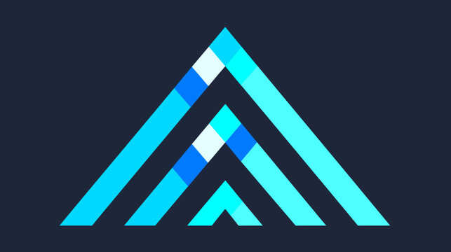 Geometric abstract triangle logo icon in cyan and blue