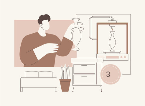 3D printed object isolated cartoon vector illustrations.