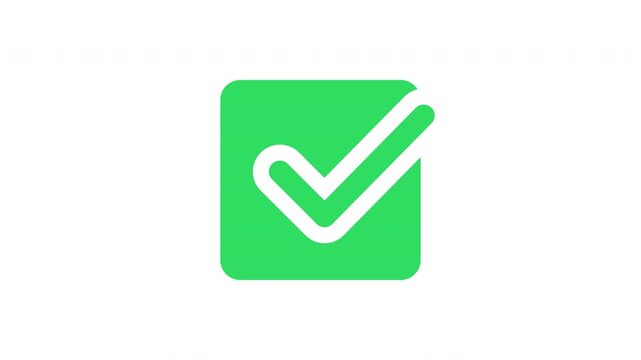 Double checkmark rising from bottom bounce animation smooth modern verification ui element Prores Alpha Channel 4K 60fps