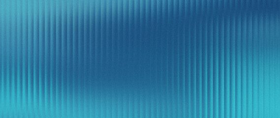 Fototapeta premium Rich blue, cyan, and deep teal color blend behind grainy fluted glass refraction for modern panoramic dashboard backdrop.