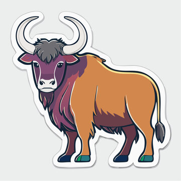 Stylized Illustration of a Gaur
