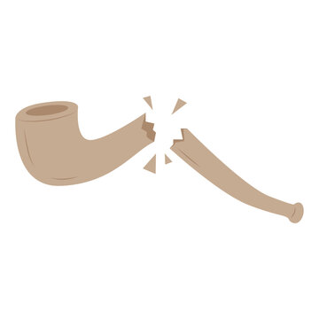 Broken Smoking Pipe Illustration on White Background