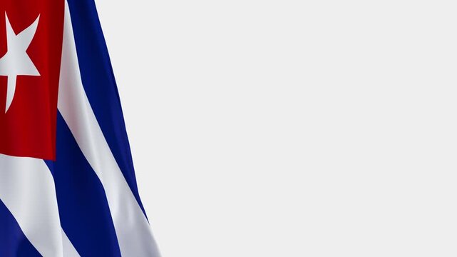 Cuba flag waving on left side with copy space - 3D rendering loop animation