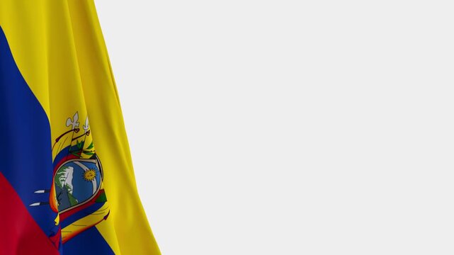 Ecuador Flag 3D Left Side, Waving National Symbol with Copy Space
