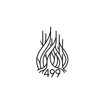 Abstract Flame Shape with Number 499 Inside.