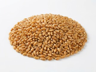 Fototapeta premium Pile of raw unprocessed wheat grains on white background ready for milling or baking.