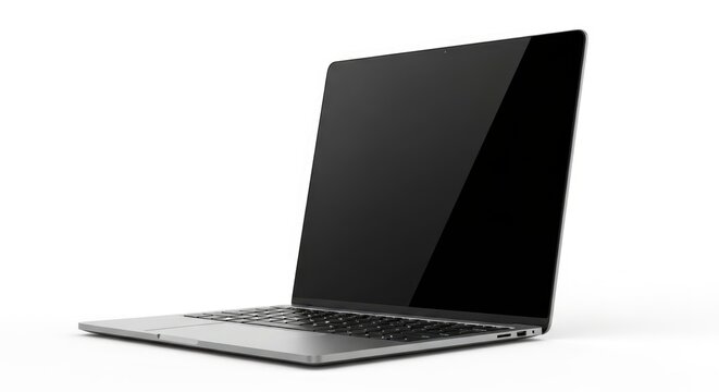 Laptop computer with black screen.