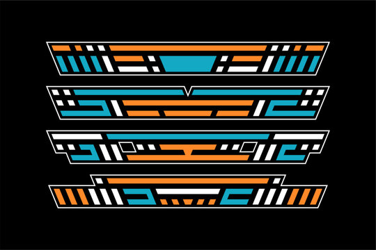 modern cyber sci-fi vibrant hud decals vector