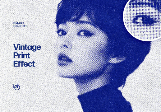 Vintage Print Photo Effect &ndash; Halftone for Album Cover & Social Media (PSD)