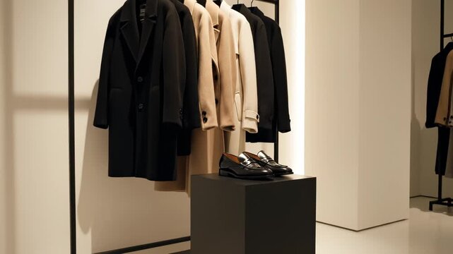Coats hanging on a rack emphasizing human connection and authentic emotions
