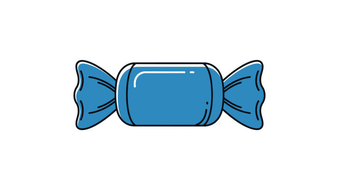 Blue wrapped candy vector icon isolated on white