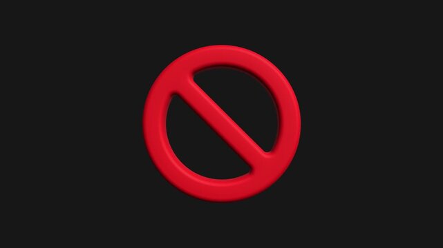 3d red icon prohibition symbol.
