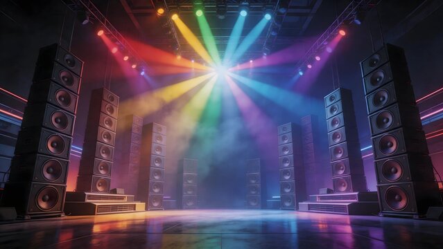 Stage with Speakers and Lights