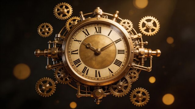 Steampunk style clock with gears