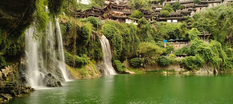 waterfall in the town