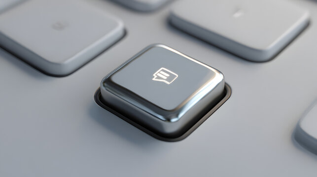 Closeup of a keyboard with a document button on a gray background