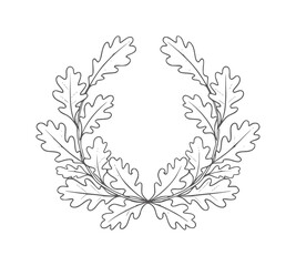 Hand drawn oak leaf wreath outline botanical © Mehedi