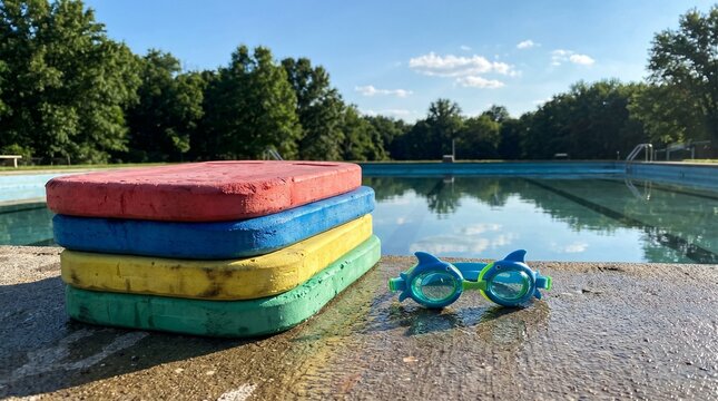Left behind items by the poolside