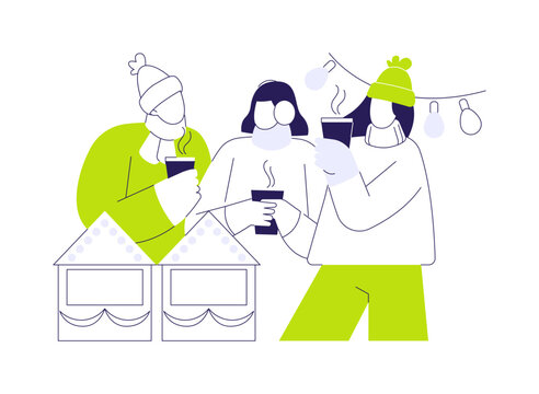 Drinking mulled wine isolated cartoon vector illustrations.