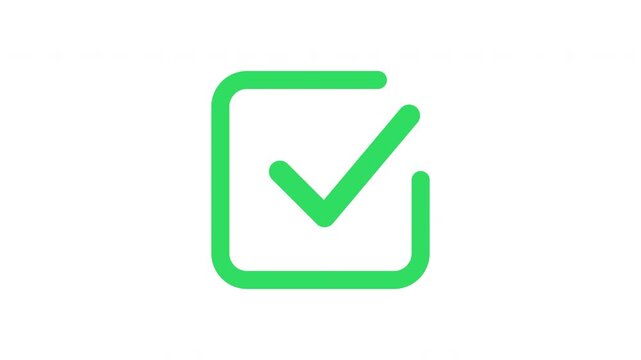 Outline square checkmark stamp animation pressing effect modern approval badge design Prores Alpha Channel 4K 60fps