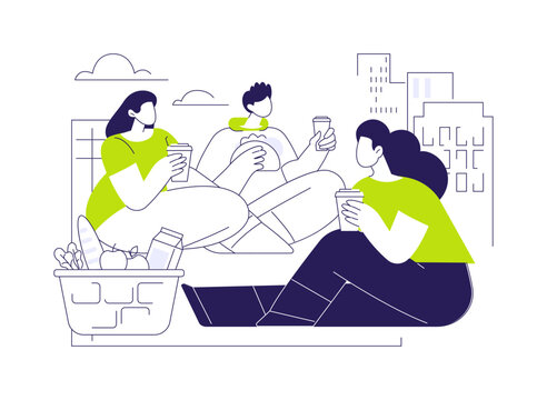 Urban picnic isolated cartoon vector illustrations.