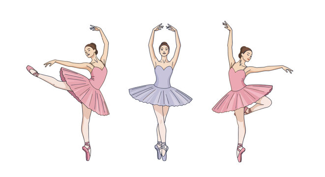 Three ballerinas in graceful poses