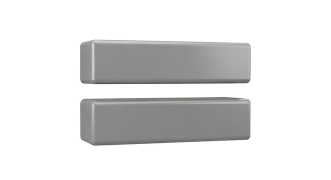 3D Glossy Grey Equals Sign Icon Isolated on White Background, Mathematical Symbol Render