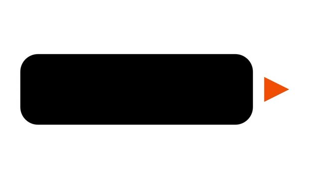 A dark rectangular label or tag with an orange triangle arrow pointing right, suggesting a forward action or directional navigation element
