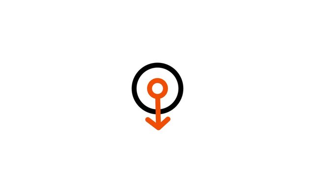 A search or analytics icon showing a magnifying glass with an orange circular arrow indicating a search refresh or data loop action