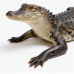 Fototapeta premium Small Young Alligator Crocodile on White Background
