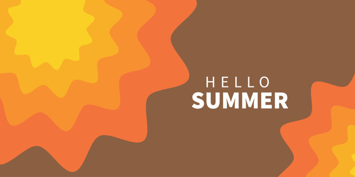 Vibrant abstract sun and wavy shapes herald the arrival of summer.